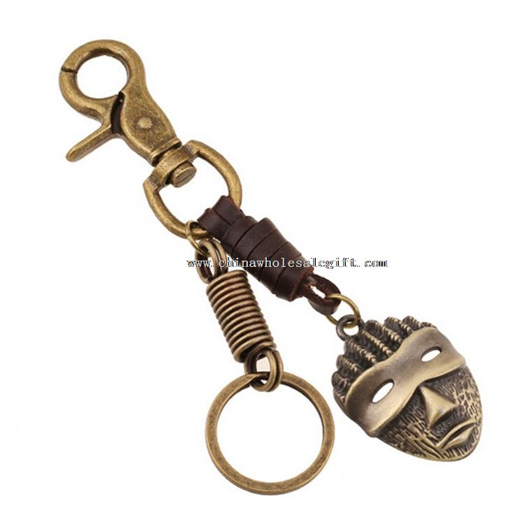 Vintage Bronze Blank Soldier Mask Metal Keychain