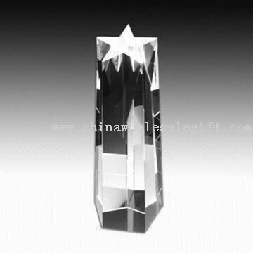 Crystal star pillar award Crystal Trophy in Star Pillar Design