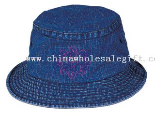 Stone washed denim bucket hat