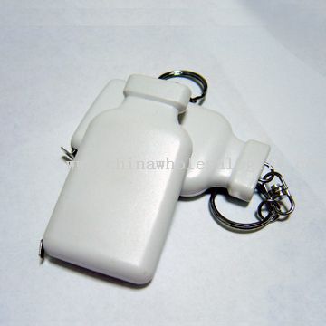 Bottle key ring tape measure