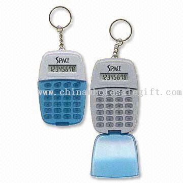 Novelty Calculator with Flip Top Cover and Metal Keychain