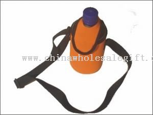 bottle holder with cap and shoulder strap