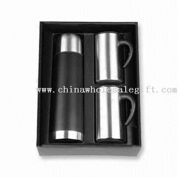 Flask Gift Set with 2-piece 11oz Double-wall S/S Mug