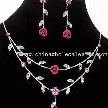Costume Jewelry Set with Swarovski Rhinestones