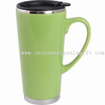 16-ounce Travel Mug with Stainless Steel Liner and Ceramic Outer