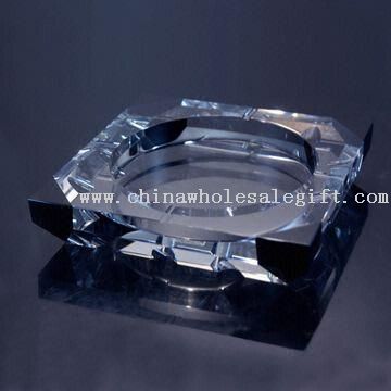 Crystal Ashtray with Black Corner