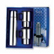Stainless Steel Vacuum Flask and Two Travel Mugs