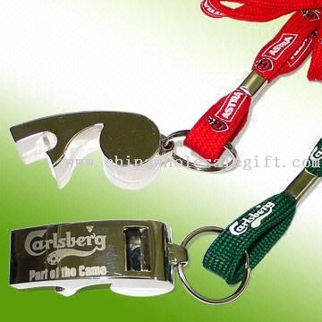 Zinc Alloy Whistles with Openers and Engraved Logos