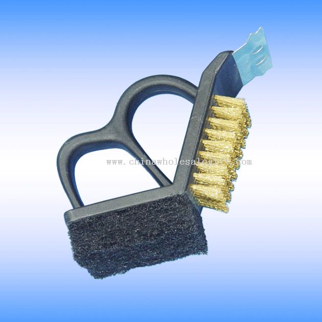 Grill brush with scraper & cleaning brush