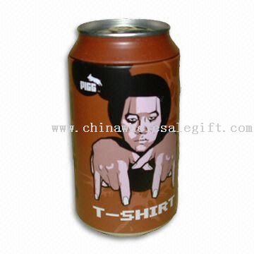 Mens 100% Cotton Compressed T-shirt in Metal Cola Can Shape