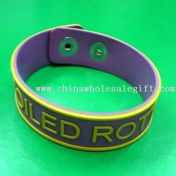 Promotional Relief Soft Rubber Snaps Bracelet with Logos