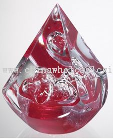 Red Diamond Glass Paperweight