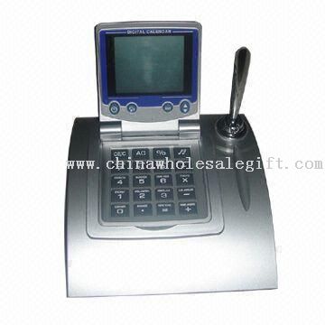 Desktop World Time/Calendar Calculator with Pen Holder