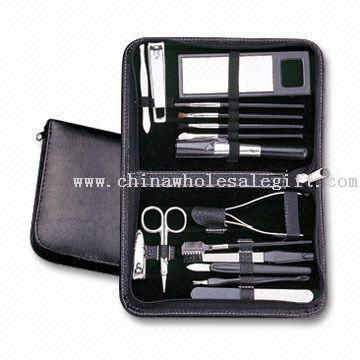 16-in-1 Makeup Kit & Manicure (Pedicure) Set with PU Leather Pouch