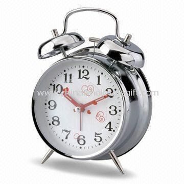Metal Twin Bell Alarm Clock, Measuring 16 x 6 x 11.6cm