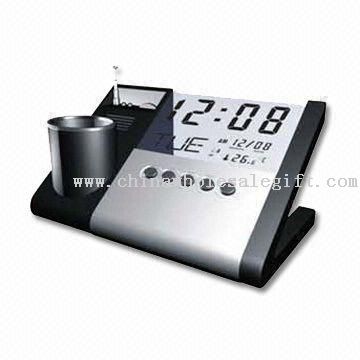 FM Radio with Calendar, Penholder and Clock