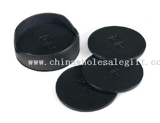 Round Leather Coaster Set