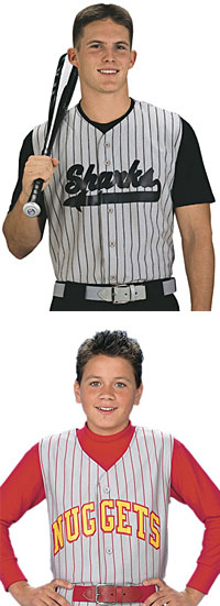 Pro Style Sleeveless Dark PinStripe Full Button Front Jersey