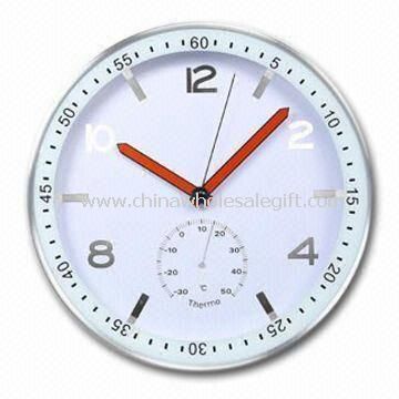 Aluminum Wall Clock with Shiny Figures on Dial and Double Colored Hands