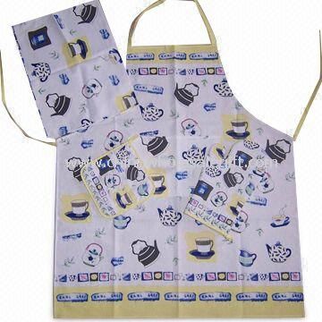100% Cotton Kitchen Set  Includes Apron and Pot Holder