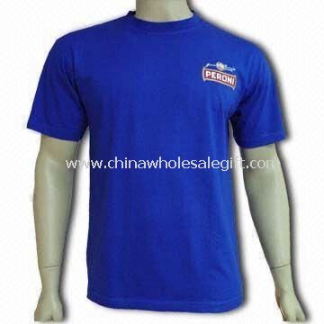 Men Cotton T-shirt with Screen Printing Logo on the Left Chest