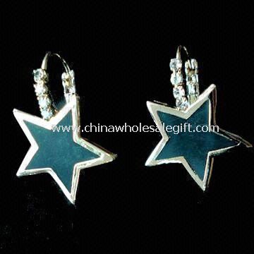 Fashionable Drop Earrings Made of Zinc-alloy with Enamel and Crystal