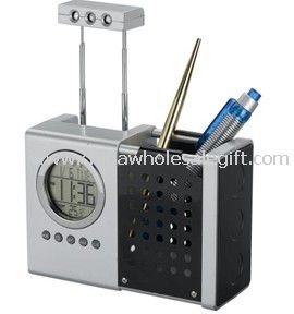 pen holder calendar with light and radio