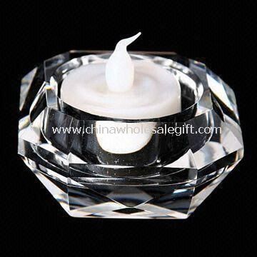 Candle Holder with Diamond Facet Cutting Made of Optical Crystal