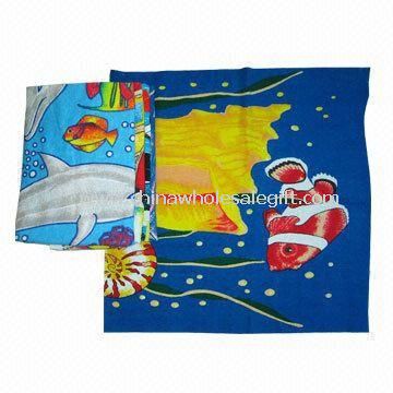 Velour Printed Beach Towel with Bag