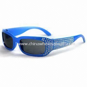 Sunglasses Blue PC Frame and Temples with Crystal Diamond