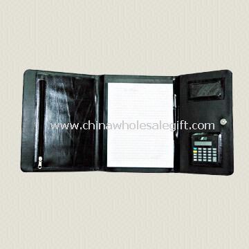 Genuine Leather Portfolio with Calculator
