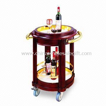 Service Trolley, Made of Brass Wood and Stainless Steel, Suitable for Hotel and Restaurant