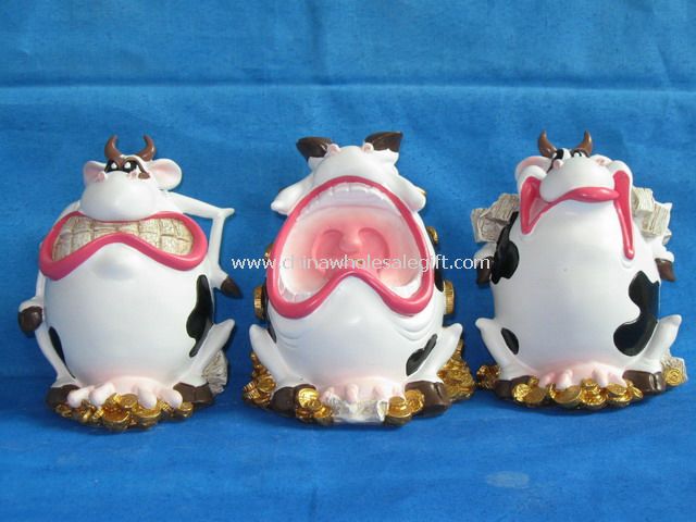 Polyresin Funny Cow Money Bank