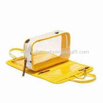 Travel Cosmetic Bag/Case with Removable Interior Pouch in Clear PVC Material