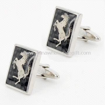 Stainless Steel Cufflinks with Enamel Stones