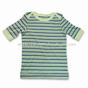 Ladys Short Sleeves T-shirt Made of 65% Bamboo 30% Cotton and 5% Spandex