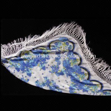 100% Poly Voil Square Scarf with Fringes
