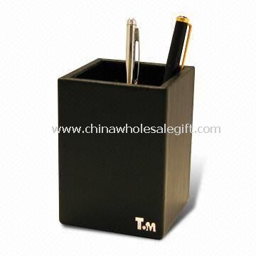 Desktop Leather Pen Holder with Zipper Closure