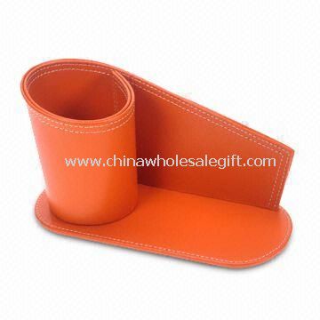 Red Pen Holder Made of Good Quality Faux Leather
