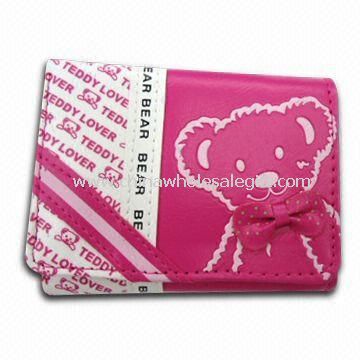 Womens PU Leather Wallet with Printing and 100% Nylon Lining
