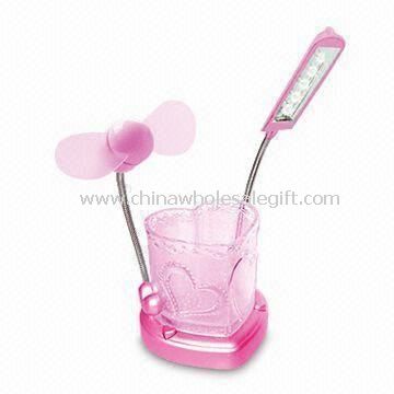 USB Fan with Light and Pen Holder