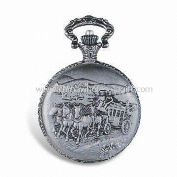 Alloy Pocket Watch with Brass Chain and Japan Movement