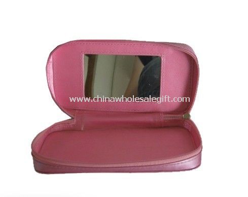 pu leather cosmetic bag with Mirror