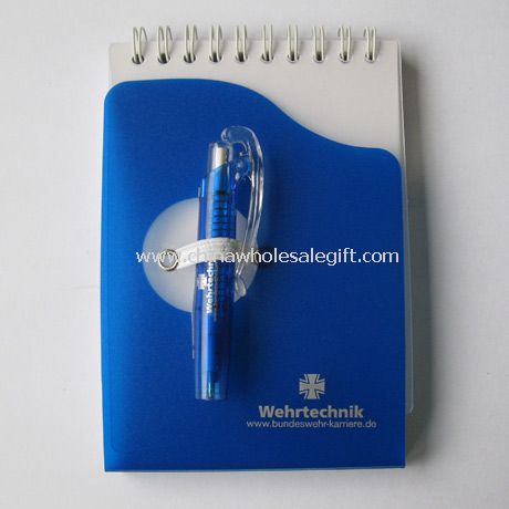 Spiral notebook with ball pen