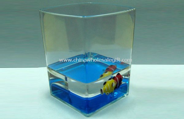Into a square cup oil