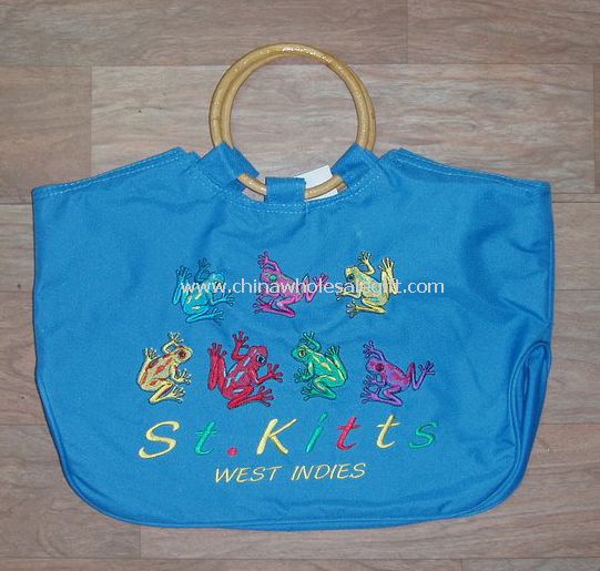 wooden handle beach bag