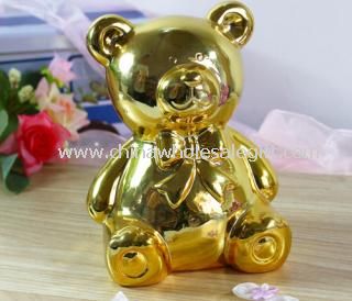 Golden Plated Bear Bank
