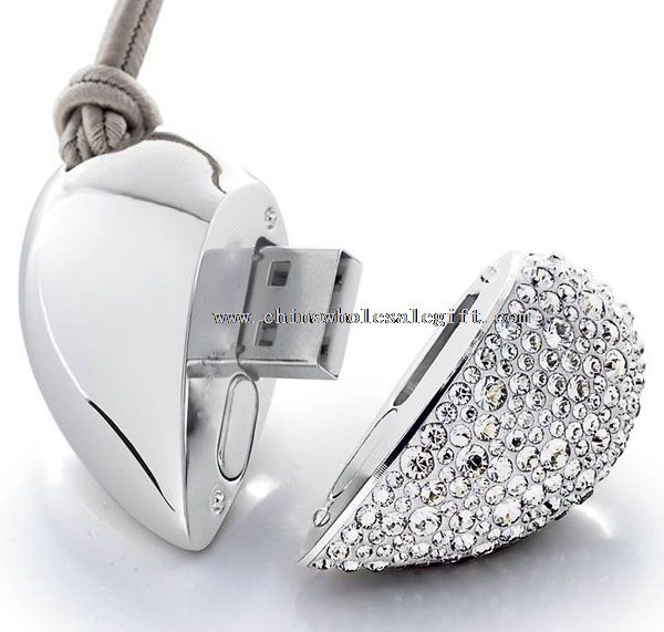 Crystal heart shape usb memory