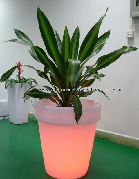 LED illuminated plastic flower lighting pot