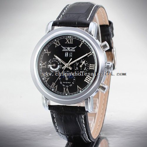leather skeleton watch